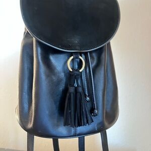 Elegant Black Faux Leather Backpack